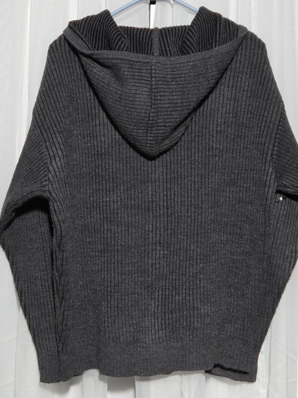 Hot Topic Grey Rhinestone Cyber Y2K Ribbed Knit Zip-Up Hoodie Large - Picture 6 of 6